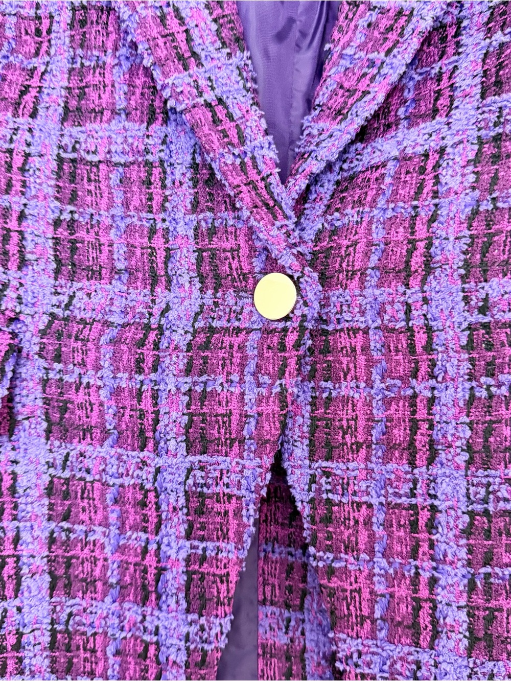 Area Stars Ana Purple Plaid Tweed Blazer Jacket - size medium - Picture 2 of 9